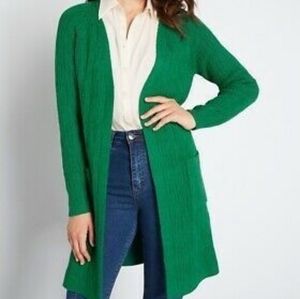 Modcloth green knit cardigan with pockets
